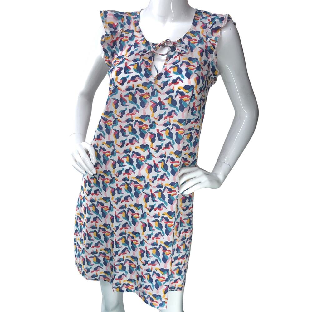 Roberta Roller Rabbit Womens Size XS Dress Keyhole Front Sleeveless Toucan Print